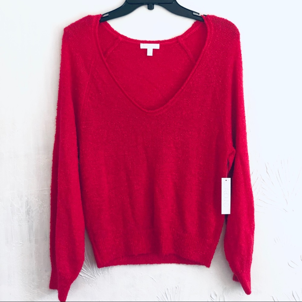 NWT - Abound - Red Nubby V-Neck Sweater - Womens S